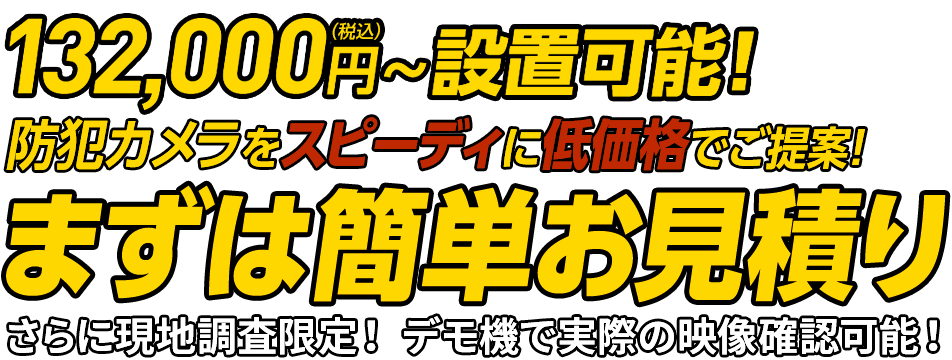 防犯カメラをスピーディに低価格でご提案！